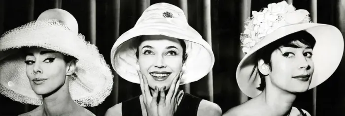 Framed Print : Fashion models in the 1960s modeling Simone Mirman hats for Princess Margaret