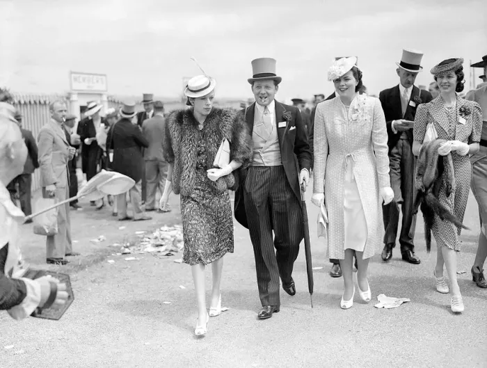 Framed Print : Fashion at Royal Ascot - June 1935 Ladies Day - a woman shows off her style of