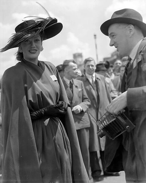 Fashion at Royal Ascot - June 1946 Ladies Day - a woman shows off her style of