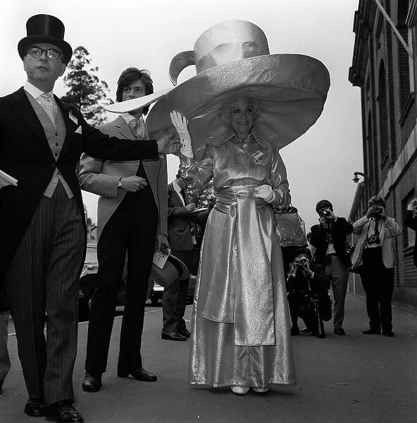 Fashion at Royal Ascot - June 1970 Ladies Day - Gertrude Shilling shows off her
