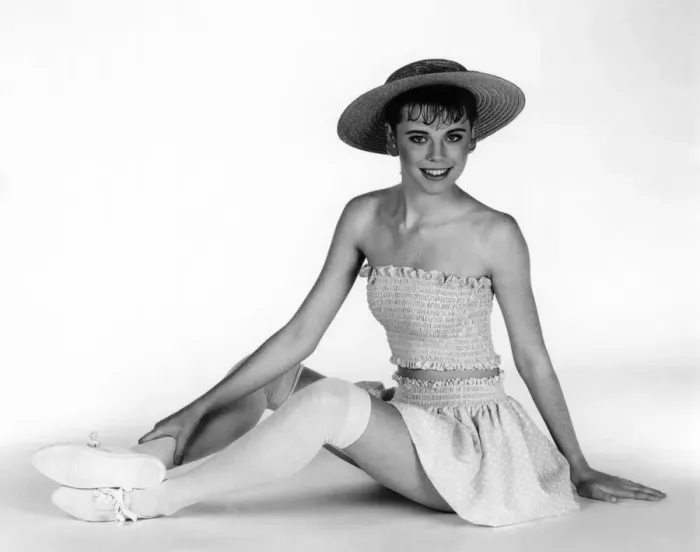 Framed Print : Fashion - Skirts - 87: Pink print mini skirt and ruched boob tube top. Wide brimmed hat