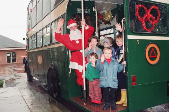 Framed Print : Father Christmas arrives by Trolleybus, Kirkleatham. 4th December 1994 Framed Print : Father Christmas arrives by Trolleybus, Kirkleatham. 4th December 1994