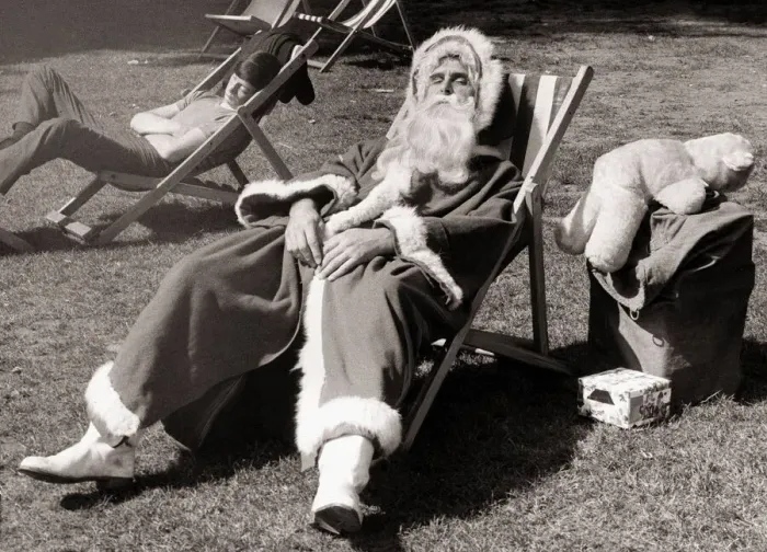Framed Print : Father Christmas August 1970 Chralie Cox Merchandise manager for Sello Tape Limited