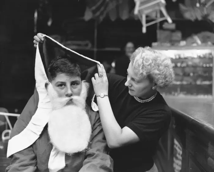 Framed Print : Father Christmas Geoffrey Hall aged 15 seen here at Bushlan Department Store at Stoke Framed Print : Father Christmas Geoffrey Hall aged 15 seen here at Bushlan Department Store at Stoke
