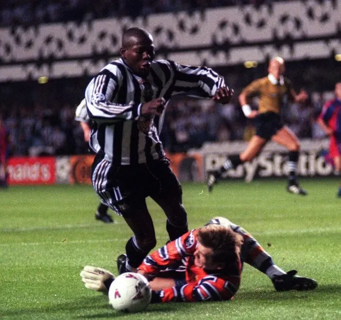 Framed Print : Faustino Asprilla Newcastle United September 1997 during the Champion league match Framed Print : Faustino Asprilla Newcastle United September 1997 during the Champion league match