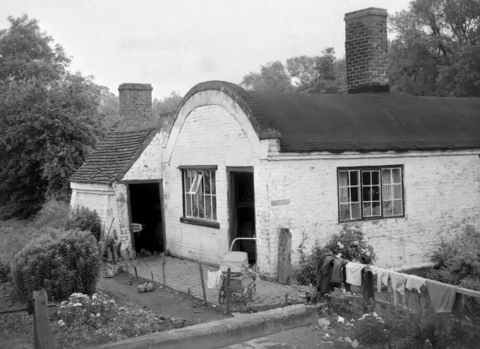 Framed Print : One of the features of canal architecture are the barrel-roffed cottages dotted along Framed Print : One of the features of canal architecture are the barrel-roffed cottages dotted along