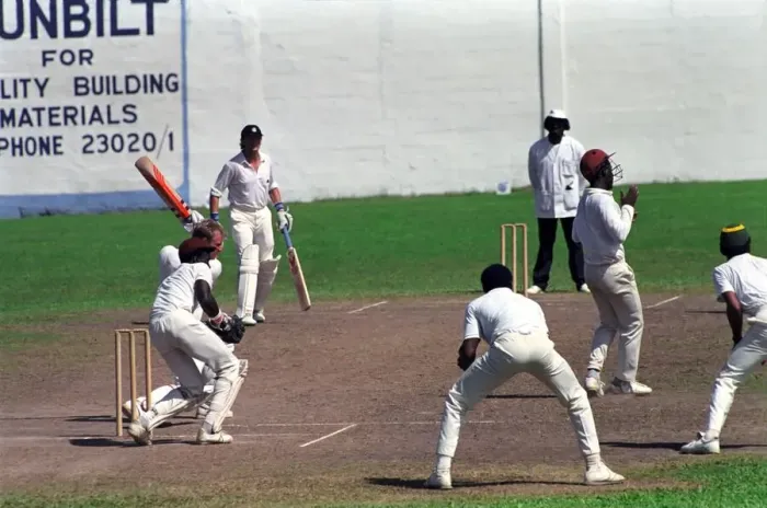 Framed Print : February 1990 90-1082-066 International Test Match Cricket. West Indies vs England