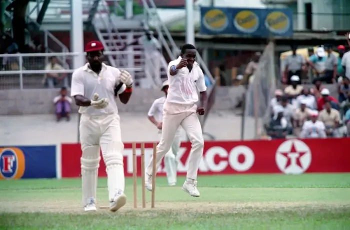 Framed Print : February 1990 90-1082-114 International Test Match Cricket. West Indies vs England