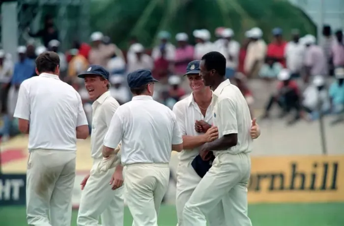 Framed Print : February 1990 90-1082-117 International Test Match Cricket. West Indies vs England