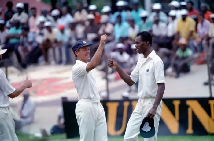 Framed Print : February 1990 90-1082-119 International Test Match Cricket. West Indies vs England
