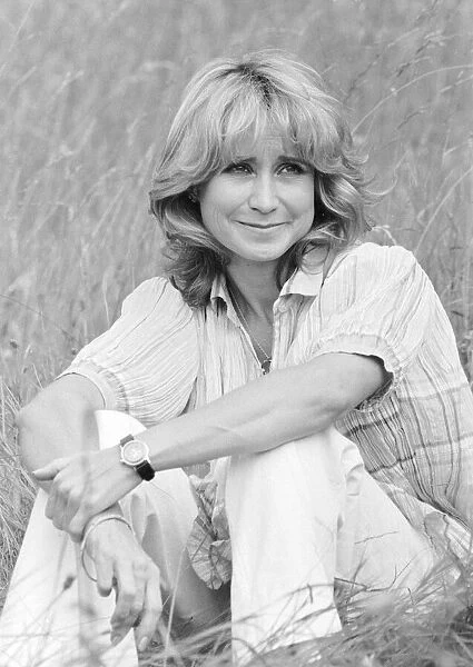 Felicity Kendal from the TV programme Solo July 1982 sitting in grass