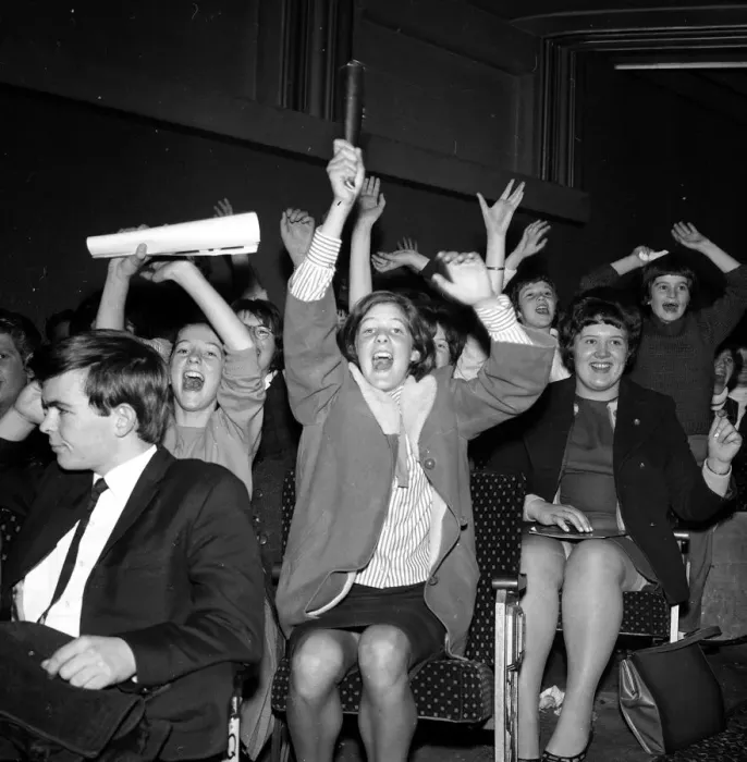 Framed Print : Female Beatles Fans go wild at a concert in Exeter. 14th November 1963 Framed Print : Female Beatles Fans go wild at a concert in Exeter. 14th November 1963