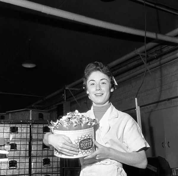 A female worker at John Mackintosh sweet factory. Halifax in West Yorkshire