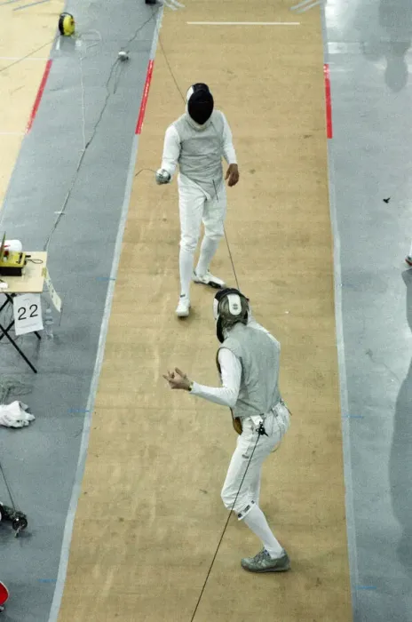 Framed Print : Fencing at the National Indoor Arena. Birmingham, West Midlands. 18th April 1992 Framed Print : Fencing at the National Indoor Arena. Birmingham, West Midlands. 18th April 1992