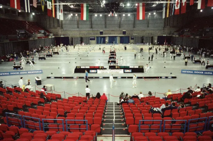 Framed Print : Fencing at the National Indoor Arena. Birmingham, West Midlands. 18th April 1992 Framed Print : Fencing at the National Indoor Arena. Birmingham, West Midlands. 18th April 1992