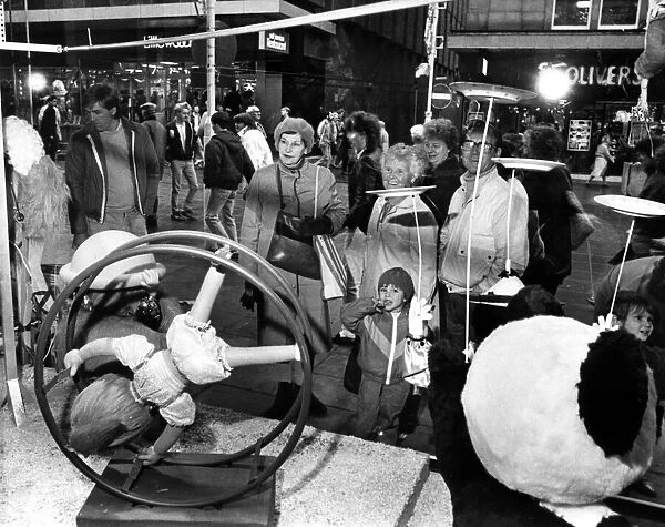 Fenwicks circus theme Christmas window in Newcastle. 11th December 1986