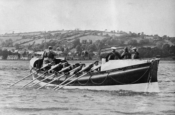 Ferryside lifeboat Richard Ashley in a practice launch in the Estuary, Carmarthenshire