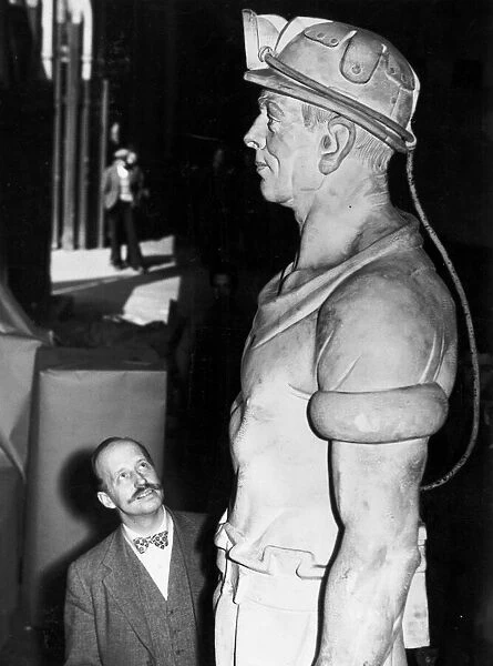 Festival of Britain Exhibition, May 1951 Statue of miner Kelvin Hall Glasgow