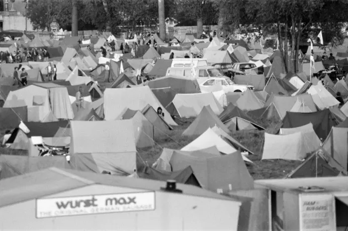 Framed Print : Festival goers at the 20th National Rock Festival, taking place 22nd to 24th August Framed Print : Festival goers at the 20th National Rock Festival, taking place 22nd to 24th August