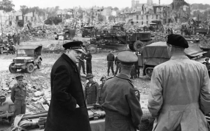 Framed Print : Field Marshal Bernard Montgomery with Prime Minister Winston Churchill during a tour of Framed Print : Field Marshal Bernard Montgomery with Prime Minister Winston Churchill during a tour of