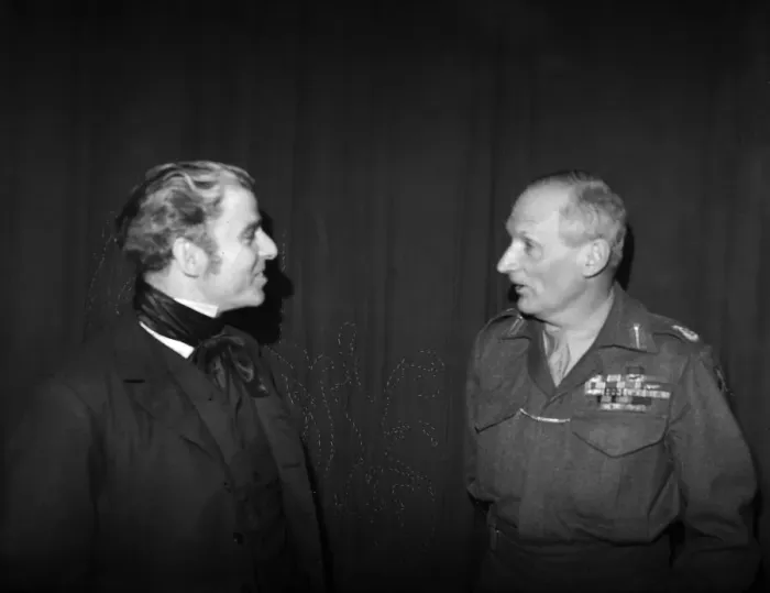 Framed Print : Field Marshal Bernard Montgomery seen here back stage with Emlyn Williams following a Framed Print : Field Marshal Bernard Montgomery seen here back stage with Emlyn Williams following a