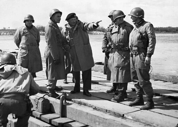 Field Marshall Bernard Montgomery crossed the River Elbe during a visit to American 18th
