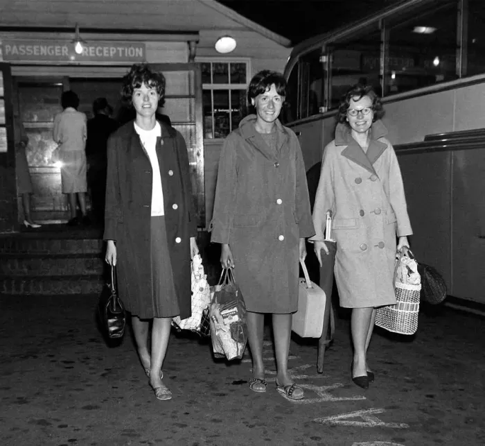Framed Print : Fiesta Tours row - July 1964 Three Sunderland girls who returned from Spain from a Framed Print : Fiesta Tours row - July 1964 Three Sunderland girls who returned from Spain from a
