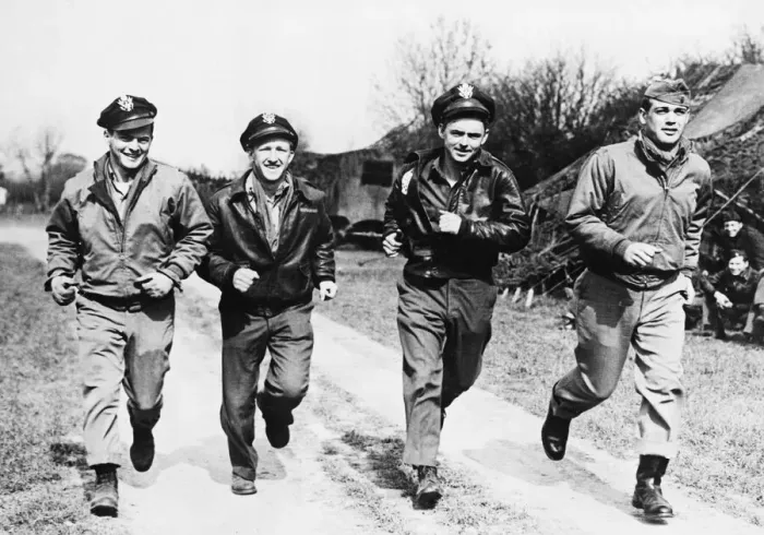Framed Print : Four fighter pilots of the Ninth Air Force. Left to right: 1st Lt. William M Framed Print : Four fighter pilots of the Ninth Air Force. Left to right: 1st Lt. William M
