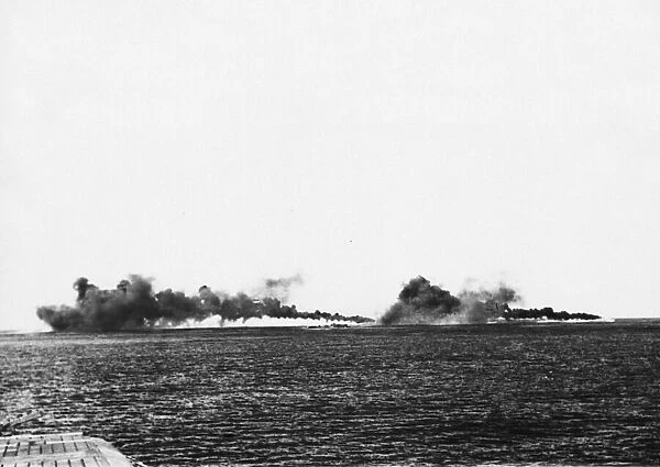 Some fighters of an eastern escort carrier make their first kill