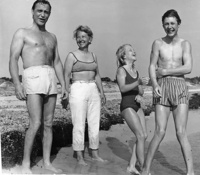 Framed Print : Film actor Richard Todd pictured with his wife Catherine and their two children Fiona (11