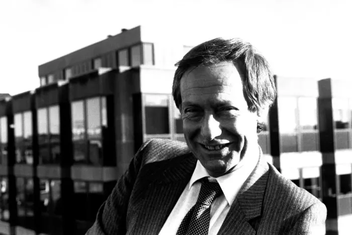 Framed Print : Film critic Barry Norman pictured on the roof of Thomson House