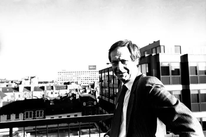 Framed Print : Film critic Barry Norman pictured on the roof of Thomson House