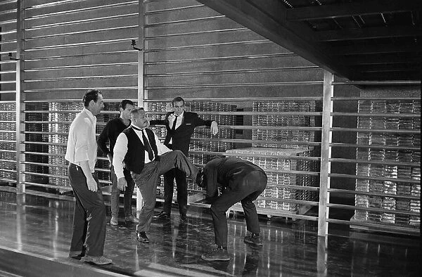 Film Goldfinger 1964 Sean Connery as James Bond 007 receives instuction from the director