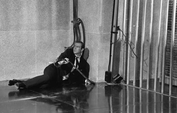 Framed Print : Film Goldfinger 1964 Sean Connery as James Bond 007 electrocutes Goldfinger Framed Print : Film Goldfinger 1964 Sean Connery as James Bond 007 electrocutes Goldfinger