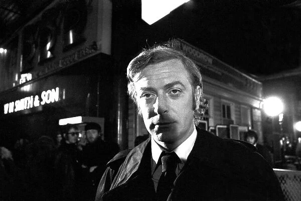 Film legend Michael Caine in Newcastle Central Station during the filming of Get Carter