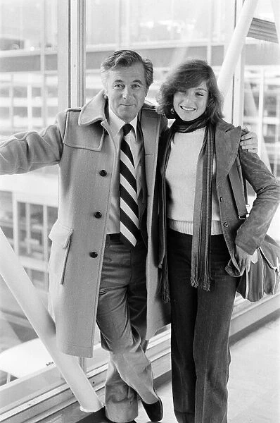 Film producer Bryan Forbes and actress Tatum O Neal leaving Heathrow Airport for