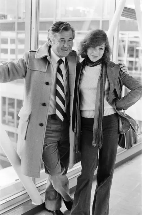 Framed Print : Film producer Bryan Forbes and actress Tatum O Neal leaving Heathrow Airport for