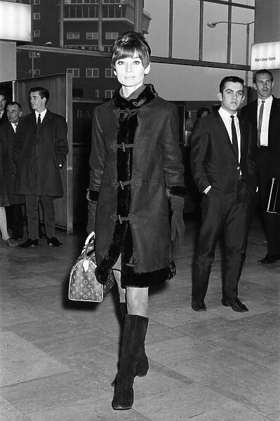 Film star Audrey Hepburn pictured at Heathrow Airport before leaving for her home in