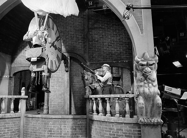 Filming of the BBC television series Dads Army showing a scene in the episode '