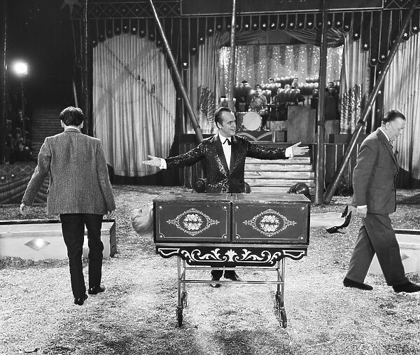 Filming of Circus of blood. Diana Dors is sawn in half 31st October