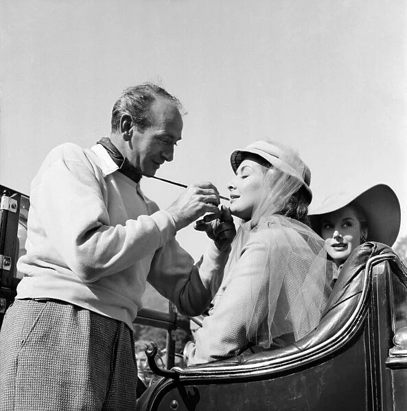 Filming of Genevieve Dinah Sheridan has her make-up applied