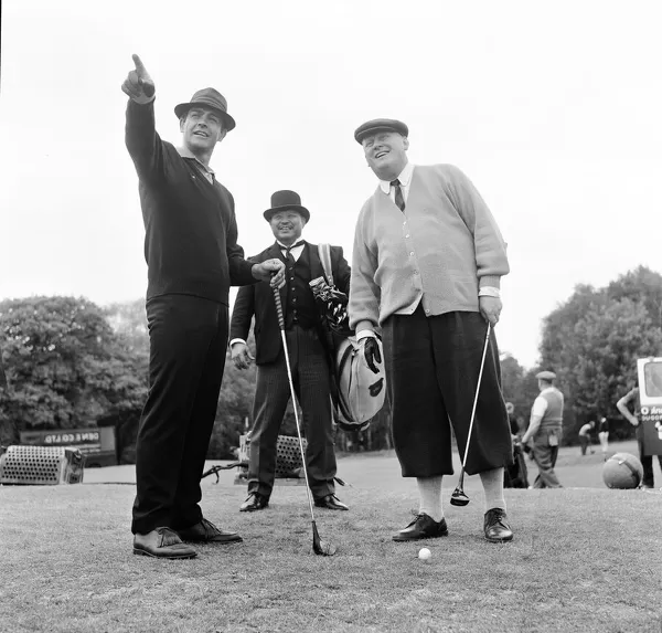 Framed Print of Filming the golf scene for Goldfingerat Stoke Park