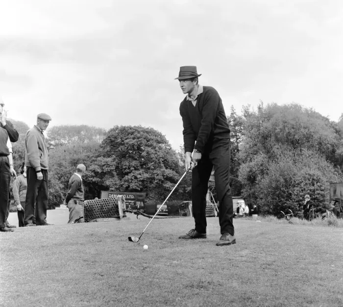 Framed Print : Filming the golf scene for Goldfinger'at Stoke Park golf course near Stoke