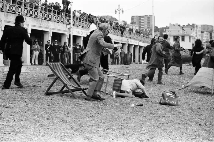 Framed Print : Filming of Quadrophenia in Brighton, based on the Mods and Rockers battles of the mid Framed Print : Filming of Quadrophenia in Brighton, based on the Mods and Rockers battles of the mid
