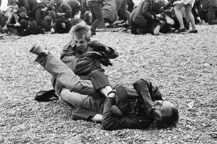 Framed Print : Filming of Quadrophenia in Brighton, based on the Mods and Rockers battles of the mid Framed Print : Filming of Quadrophenia in Brighton, based on the Mods and Rockers battles of the mid