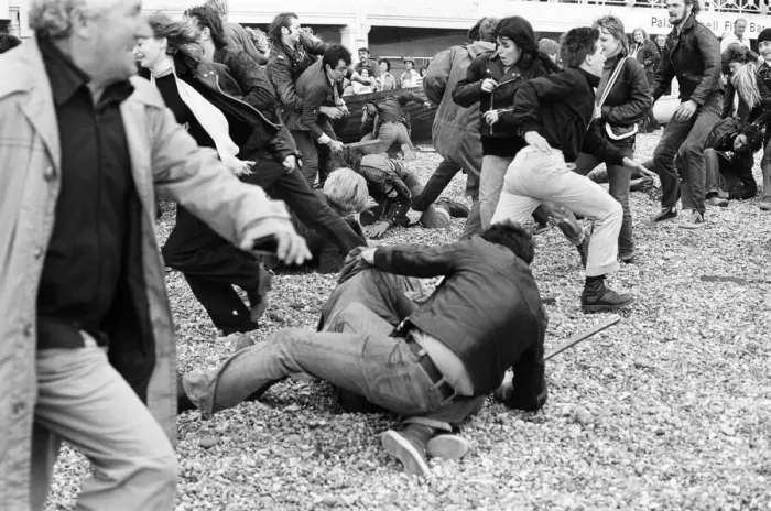 Framed Print : Filming of Quadrophenia in Brighton, based on the Mods and Rockers battles of the mid Framed Print : Filming of Quadrophenia in Brighton, based on the Mods and Rockers battles of the mid