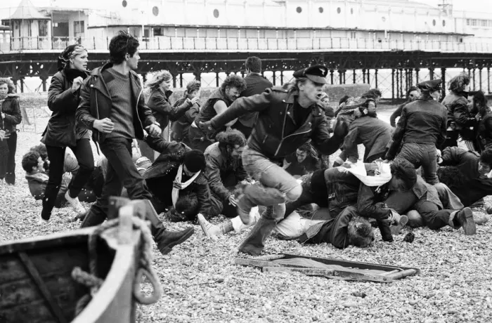 Framed Print : Filming of Quadrophenia in Brighton, based on the Mods and Rockers battles of the mid