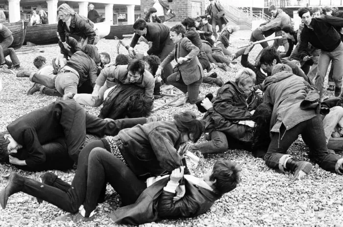 Framed Print : Filming of Quadrophenia in Brighton, based on the Mods and Rockers battles of the mid
