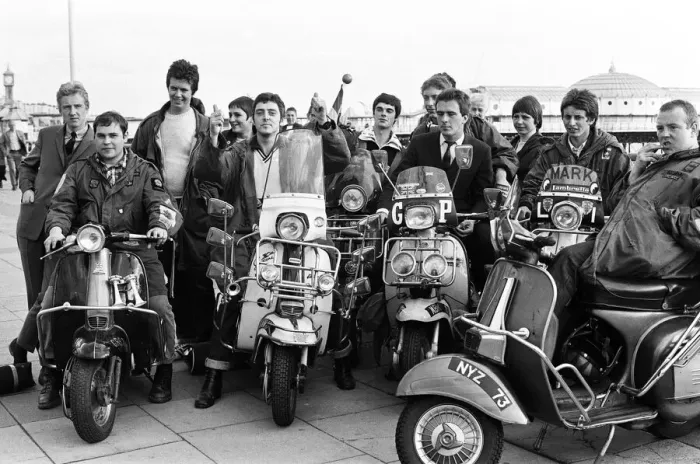 Framed Print : Filming of Quadrophenia in Brighton, based on the Mods and Rockers battles of the mid