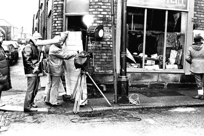 Framed Print : Filming of the television programme When the Boat Comes In on location in North Shields